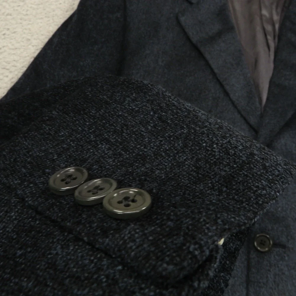 Lubiam Blazer 44L Blue Melange Wool Blend 3/2 Roll Textured Jacket LBM 1911